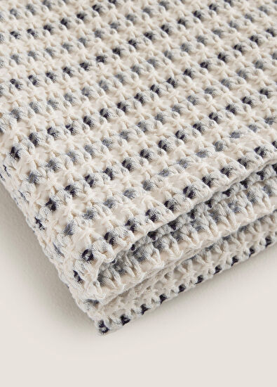 Chakra Ramos White Marine Blue Cotton Sofa Shawl 140 x 190 cm - 4