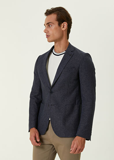 Beymen Club Slim Fit Indigo Yün Flanel Kaşe Ceket - 3