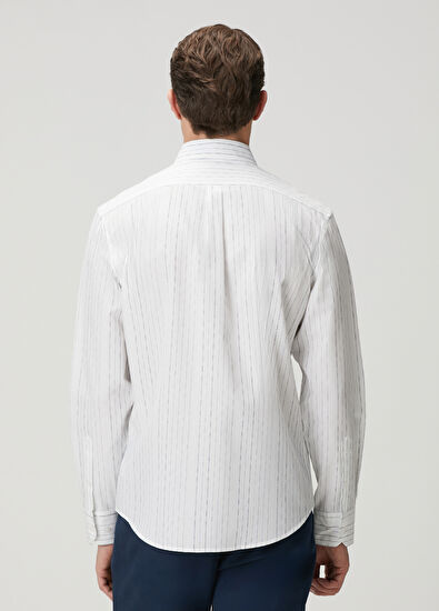 Beymen Club Comfort Fit White Spot Embroidered Shirt - 5