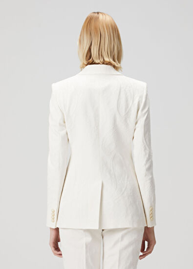 Krem Şal Desenli Ceket - Görsel 5