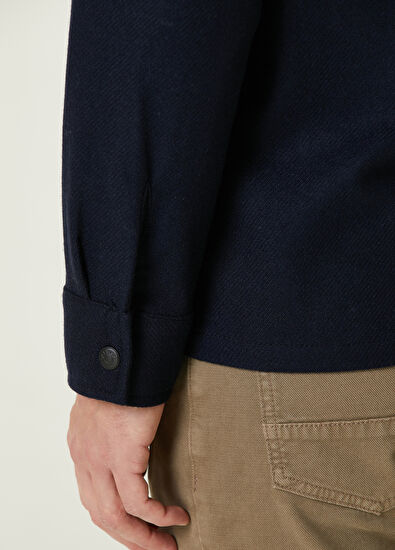 Beymen Club Lacivert Yün Flanel Dış Gömlek - 7