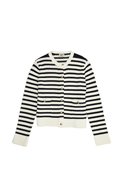 Beymen Club Lacivert Beyaz Çizgili Triko Ceket - 7