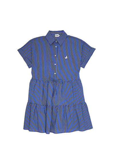 Beymen Club Mavi Çizgi Desenli Mini Gömlek Elbise - 7