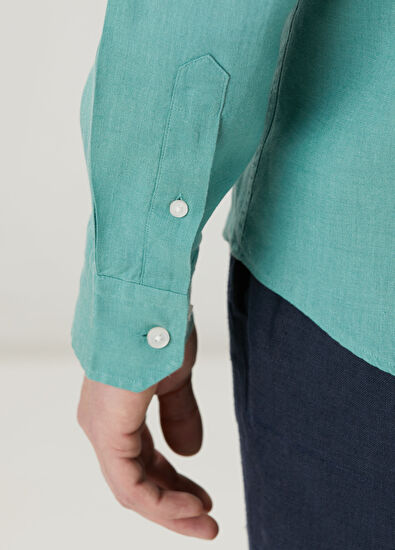 Beymen Club Mint Comfort Fit Keten Gömlek - 7