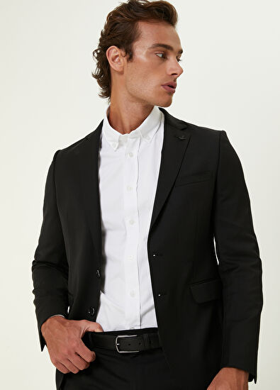 Beymen Club Drop 6 Siyah Klasik İnce Yün Takım Elbise - 8