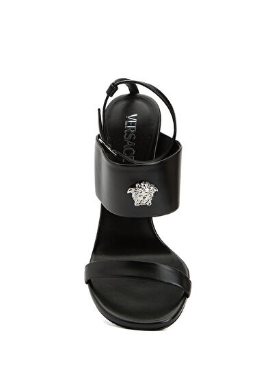 Versace Siyah Medusa Tokalı Kadın Deri Sandalet - 4