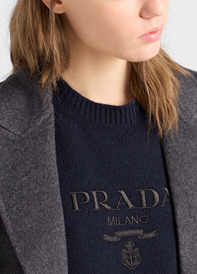 Mavi Yün ve Kaşmir Bisiklet Yaka Kısa Kollu Kadın Kazak - Görsel 6