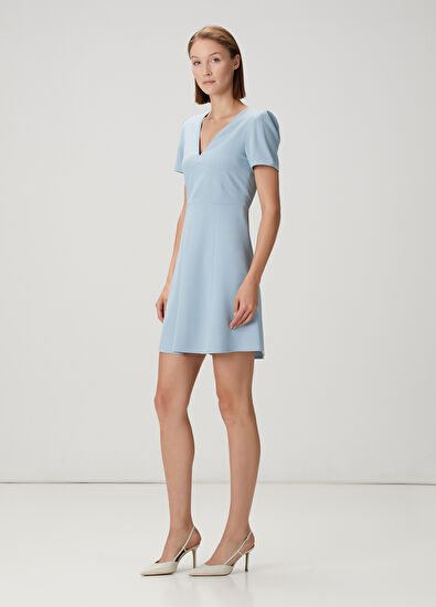 Beymen Club Light Blue Mini Crepe Dress - 3