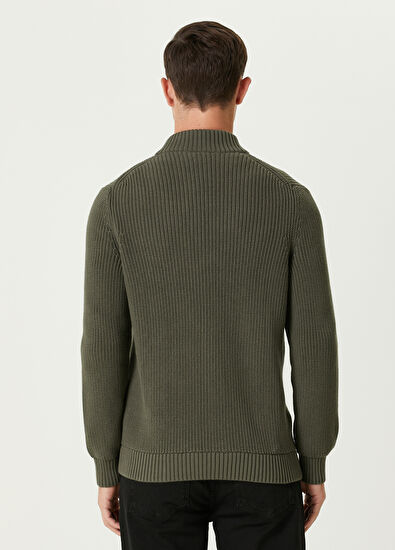 Beymen Club Khaki Rib Braided Cardigan - 5