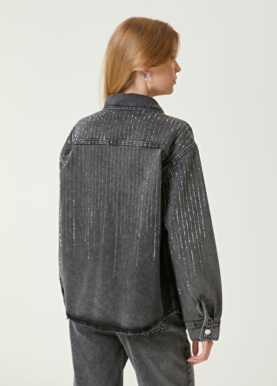 Beymen Club Antrasit Taş Baskılı Denim Ceket - 6