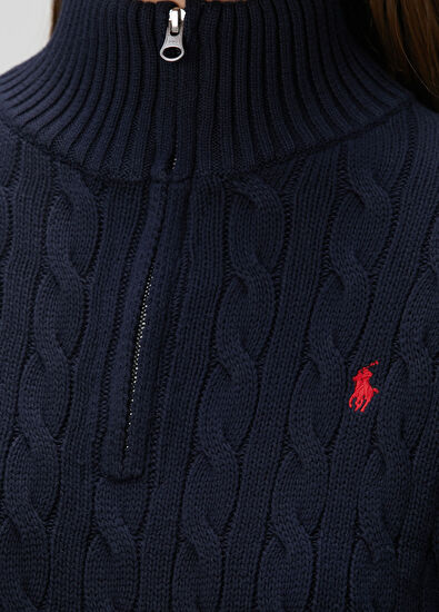 Lacivert Saç Örgü Kazak - Görsel 7