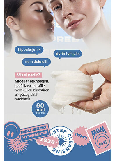 Elensilia Water to Foam Cleansing Pad Micellar Purifying Cleansing Pad 60 Pieces - 5