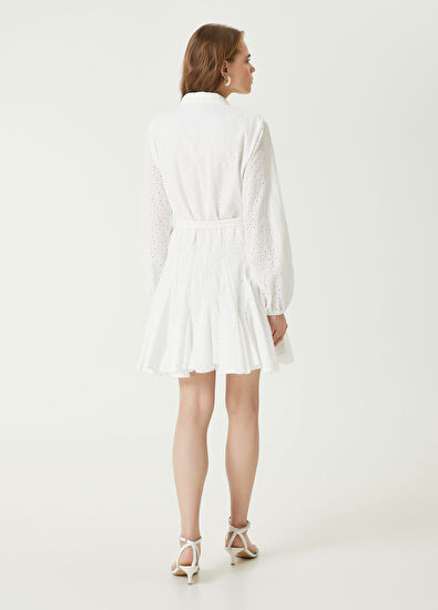 Beymen Club Off White Embroidered Mini Shirt Dress - 6