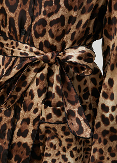 Leopar Desenli İpek Pijama Gömlek - Görsel 6