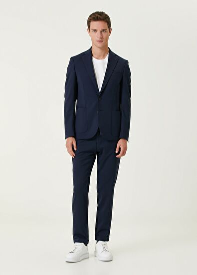 Beymen Club Slim Fit Koyu Lacivert Diyagonal Doku Takım Elbise - 4