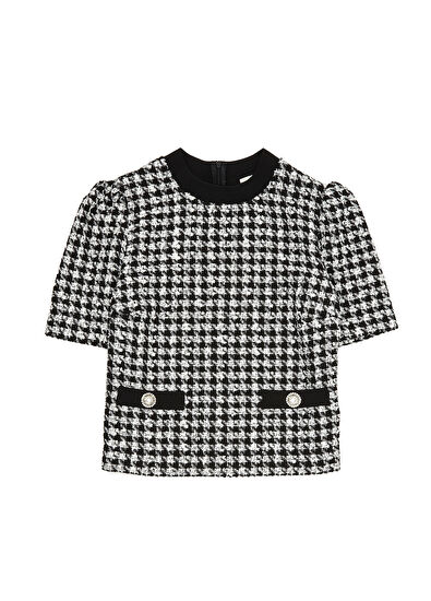 Beymen Club Siyah Beyaz Desenli Tweed Bluz - 7