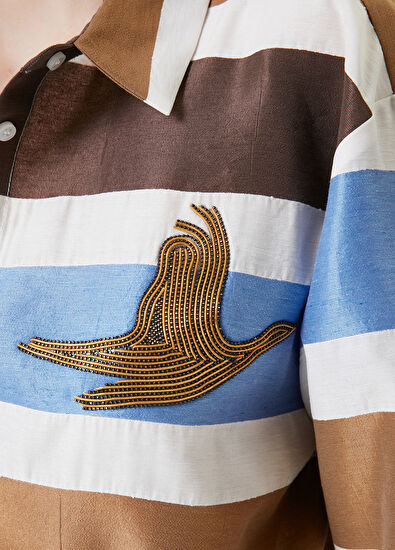 Beymen Club Mavi Kahve Çizgili Gömlek - 5