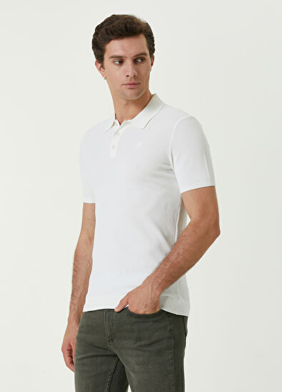 Beymen Club Kırık Beyaz Polo Yaka Kaz Nakışlı T-shirt - 3