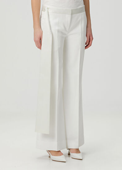 Victoria Beckham New Gigi Krem Kuşak Detaylı Pantolon - 3