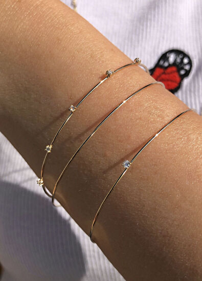 Ginza Design Jewelry Yolo Pırlanta Taşlı 14 Ayar Altın Kadın Bileklik - 4