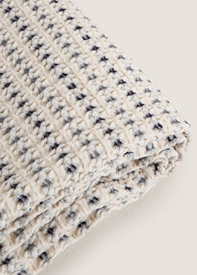 Chakra Ramos White Marine Blue Cotton Sofa Shawl 140 x 190 cm - 5