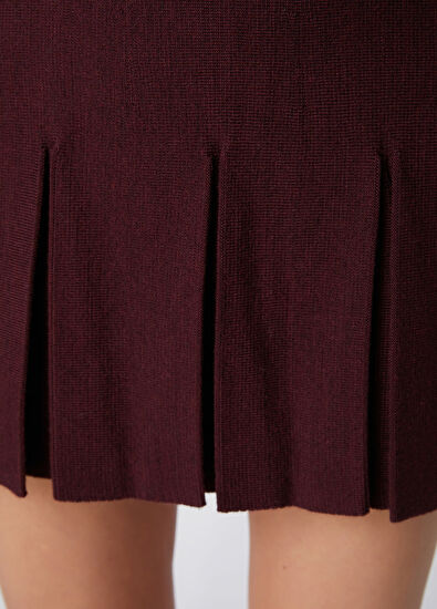 Beymen Club Bordo Pileli Mini Triko Etek - 6