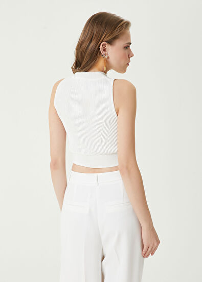 Beymen Club Kırık Beyaz Crop Triko Atlet - 6