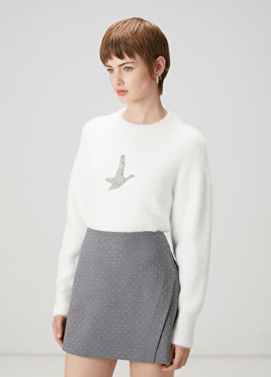 Beymen Club Off-White Crystal Goose Logo Sweater - 3
