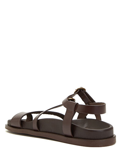 Beymen Club Kahverengi Amorf Tokalı Kadın Deri Sandalet - 3