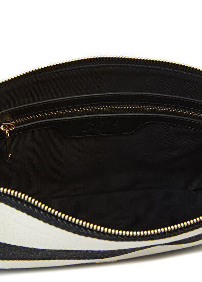Beymen Club Black White Striped Women's Linen Bag - 5