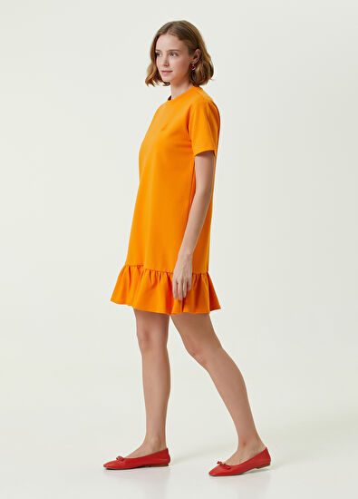 Beymen Club Turuncu Fırfırlı Etekli Mini Jersey Elbise - 3