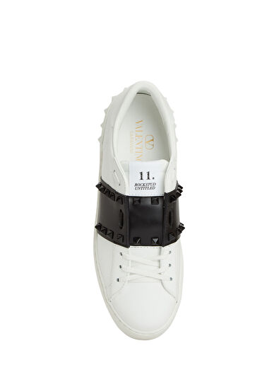 Open Siyah Beyaz Kadın Deri Sneaker - Görsel 6