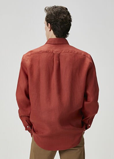 Beymen Club Comfort Fit Kiremit Keten Gömlek - 5