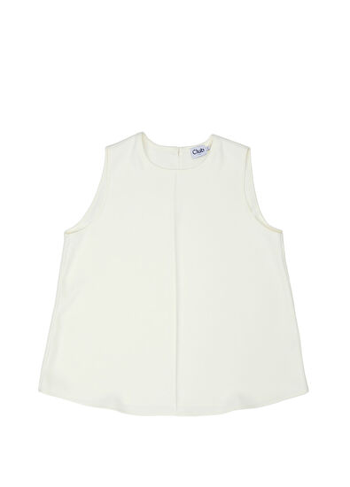 Beymen Club Off-White Crew Neck Sleeveless Basic Blouse - 5