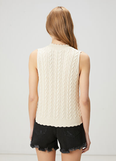 Beymen Club Bej Saç Örgülü Triko Yelek - 5