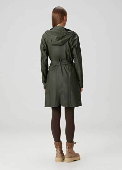 Curve Koyu Yeşil Kapüşonlu Yağmurluk - Görsel 5