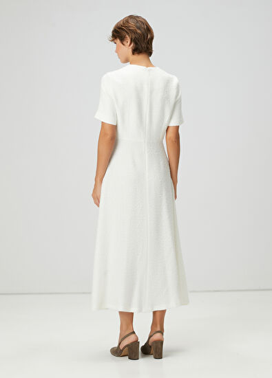 Beymen Club Beyaz Tuvit Dokulu Midi Elbise - 5