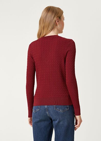 Beymen Club Burgundy Knit Textured Sweater - 6