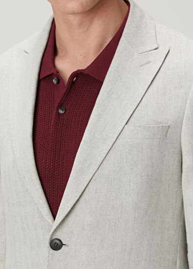 Beymen Club Grey Herringbone Textured Linen Blend Suit - 8