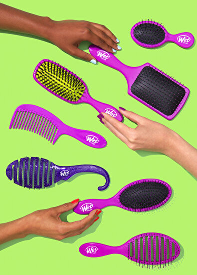 Wet Brush Paddle Detangler Mor Dolaşık Açıcı Geniş Saç Fırçası  - 5