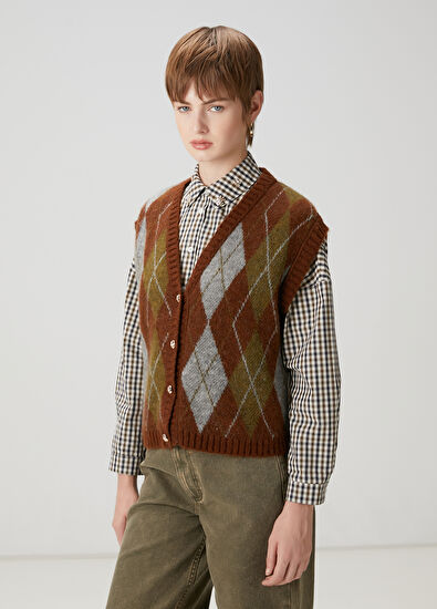 Beymen Club Brown Patterned Knit Vest - 5