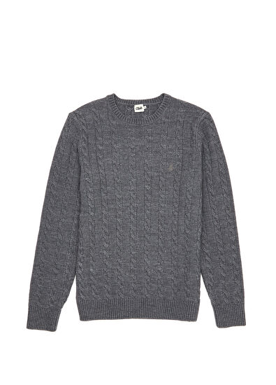 Beymen Club Gri İnce Saç Örgü Dokulu Kazak - 7