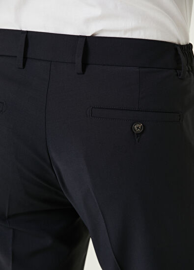 Beymen Club Lacivert Bel Yanı Lastikli Klasik Yün Pantolon - 5