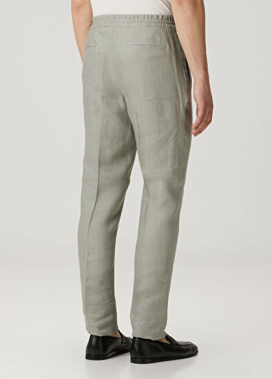 Lardini Taupe Beli Kordonlu Keten Pantolon - 3