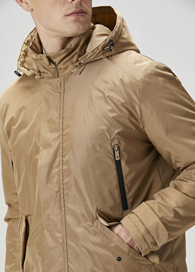 Beymen Club Bej Kapüşonlu Mont - 5