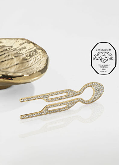 Fiona Franchimon Franchimon Nº1 Hairpin Finish Yellow Gold Swarovski Stone Steel Women's Hair Clip - 4