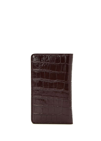 Beymen Club Women's Burgundy Crocodile Textured Leather Wallet - 4