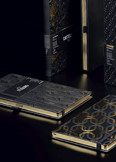 Castelli Milano Gold Koleksiyon Art Deco Çizgili Defter  - 4