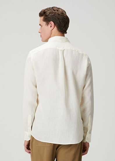 Beymen Club Cream Comfort Fit Linen Shirt - 5