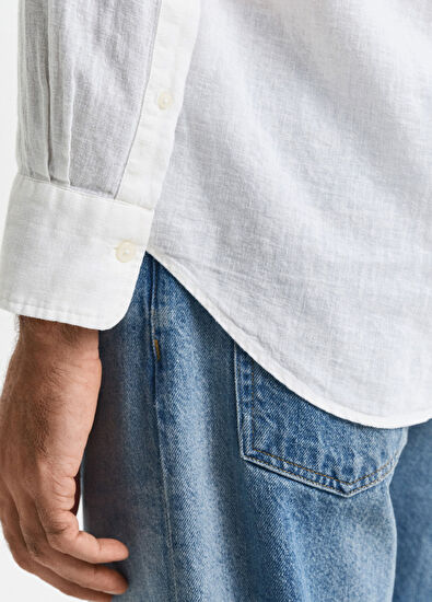 Gant Beyaz Düğmeli Yaka Regular Fit Uzun Kollu Erkek Gömlek - 7